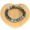 Charm Bracelets Natural Stone Green Moss Agate Healing Crystal Reiki Quartz Handmade Bracelet Elastic Rope Jewelry Polished Gems Beads love Gift Z0612