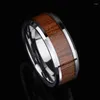 Cluster Rings Arrival 8mm Width Tungsten Carbide For Man's Jewelry High Polished Inlay Koa Wood Comfort Fit Scratch Proof Size 7-11