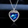 Pendant Necklaces Fashion European and American Style Blue Crystal Heart Necklace Ins Infinite Diamond Women's Jewelry Wedding Accessories R230612