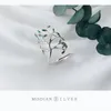 Solitärring Modian Hyperbole Pflanzen-Fingerring für Frauen, echtes 925er Sterlingsilber, Baumzweig, Blätter, verstellbarer Ring, feiner Schmuck 230609