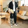 Abbigliamento etnico Vintage Cinese Uomo Estate Sottile Kimono Camicia Pantaloni 2 Pezzi Cardigan Abito Tang Retro Abito Giapponese Set Casual