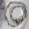Chaînes Argent Blanc Perle Enveloppé Collier Double Couche Boucle Magnétique Cou