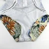 Women's Swimwear Long Sleeve Sexy Thong One Piece Swimsuit Women Print Beach UPF 50 Rash Guards Diving Surf Suit Quick-dry Front Zipper