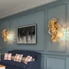 Lâmpada de parede Nordic Luxury Crystal LED Modern Resin abajur Gold Luster cabeceira Luzes da sala de estar Casa Iluminação interna