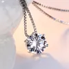Collares colgantes de plata de ley 925 con joyas de diseño de fiesta de bodas de cristal brillante Collar de declaración elegante con encanto de diamante de 6 garras