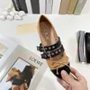 Fashion Designer slides casual shoes Luxury Nappa leather ballerinas genuine leather lace heels with buckle removable ribbons ballet sandals Dress shoes