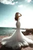 Sexy strapless zeemeermin trouwjurken Beackless Beach Sweep Train bruidsjurk