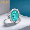 Bagues de grappe Jewepisode 925 Sterling Silver Oval Cut Simulé Moissanite Paraiba Tourmaline Gemstone Femmes Hommes Bague de fiançailles