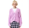 Women's Knits Woman Cute Pink Knitted Cardigan Angel Embroidery Loose V-Neck Autumn Sweater Female Lolita Style Y2K Out Wear Clothes