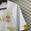23 24ノースマケドニアサッカージャージーエルマスアリスキーパンデフトラジコフスキーフットボールシャツヤホビックリストフスキームスリウ2023ナショナルチームホームアウェイ3番目のメンキットキッズユニフォーム