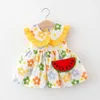 Flickans klänningar Baby Girl Dress Print Bow Summer Princess Party Spädbarn Småbarnskläder Nyfödda barnkläder