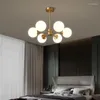 Lampadari Lampadario a led in rame nordico per soggiorno camera da letto cucina studio appartamento illuminazione a sospensione a sospensione sfera di vetro bianco decorare