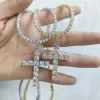 Enkel Shinning Diamond Stone Crucifix Cross Pendants Halsband Rostfritt stål smycken platina pläterade män kvinnor älskare gåva smycken halsband
