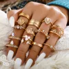 Wedding Rings 15pcs/set Midi Kunckle For Women Antique Geometric Lotus Boho Ring Set Bohemian Jewelry Drop 2023