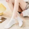 Women Socks Spring Thin White Women's Cotton Shallow Mesh Lace Small Flowers Cute Japanese Boat