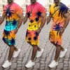 Chándales para hombre, traje de verano para hombre, camisa estampada de manga corta para la playa, traje, pantalones, ropa para esmoquin