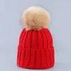 Berets 2023 Cute Winter Mom Women Baby Kids Crochet Knitted Hat Caps Children Girl Boy Wool Fur Bobble Ball Pompom Beanies Hats