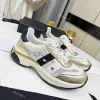Calfskin Shoes Women Casual Designer Vintage Canvas Shoe Mesh Sneakers Running Tour Gold Sier Trainer with Box 96087
