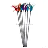 Cat Toys Feather Wand Kitten Teaser Turkiet Interactive Stick Toy Wire Chaser Random Color Drop Delivery Home Garden Pet Supplies Dhiy0