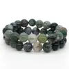 Charm Armbanden Natuursteen Groen Mos Agaat Healing Crystal Reiki Quartz Handgemaakte Armband Elastisch Touw Sieraden Gepolijst Edelstenen Kralen liefde Gift Z0612