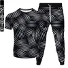 Herrspårsräder svartvita geometriska mönster tryckt 2023 Summer Mens Fashion T-shirt Pants 2st Set Overdimased Clothing Outdoor Tracksuit