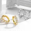Hoop Huggie Smyoue 18k 3cttw Hoop Earring for Women 4mm Stones D Color Sparkling Created Diamond Earring 100% 925 Sterling Silver 230609