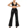 Kobiety Pants Women cekin Flare wysoko z szerokiej nogi błyszczące błyszczące dno dzwonków 70. moda błyszczące spodnie na noc disco imprezę