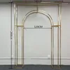 Party Decoration Arches Shelf Wrought Iron Screen Shiny Gold Plated Frame Wedding Backdrop Decor Props Geometry Artificial Flower Stand