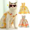Kattdräkter söta husdjur kjol prinsessan stil band andningsbara hundkläder olja målade för klädkatter klänning