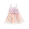 Girl Dresses Listenwind 6M-4Y Summer Toddler Baby Tulle Vestido Sleeveless 3D Flower Contrast Color Tutu Dress Party Princess