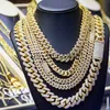 Pendant Necklaces Hot Sales Silver Necklace 20mm Silver10k14k18k Gold Moissanite 4 Rows Crushed Iced Out Vvs Miami Cuban Link Chain J230612