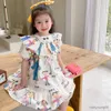 Mädchen Kleider Frühling Sommer Mädchen Kleidung Drucken Bruder Schwester Passende Bluse und Kleid Vestidos Floral R230612