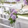 Fleurs décoratives Mefier 25/50 Pcs Rose Artificielle Réel Lila Faux Roses Pour Décorations De Mariage Mousse Violet Pâle Avec Tiges
