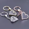 Keychains 5PCS Heart With Rhinestone Keychain For Women Glass Floating Charm Living Memory Locket DIY Medallion Po Key Chain Llaver
