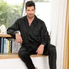 Vêtements de nuit pour hommes Jxgarb hommes vêtements de détente pyjamas ensemble vêtements de nuit à manches longues hauts de nuit pantalons Satin soie Pyjamas homme Pijama