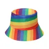 Rainbow Bucket Hat LGBT Pride Fisherman Cap Outdoor Bench Sun Protection Hat For Unisex Men Women i0612