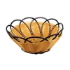 Platen 6 Stuks 7 Inch Plastic Gevlochten Mand Fruit Groente Koekjes Container Houder BlackOrange