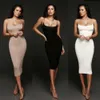 Casual Dresses Sexy Women's Summer Sheath Solid Bandage Sleeveless Short Dress Evening Party Club V Neck Mid Calf 4 Colors Dresses Z0612