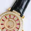 Ladies high-quality diamond watch imported movement all crystal diamond dial imported cowhide strap Noble and elegant sapphire mirror perfect reproduction