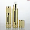 10pcs/lot 30ml 50ml Top Glittering Gold Silver Empty Vacuum Pump Travel Bottles Airless Makeup Skin Care Containers Packaginggoods Icttx