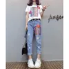 Women's Two Piece Pants 2023 Summer Elegant Women's Set Fashion Sequin Short Sleeve T-shirt Pierced Jeans Two-piece Casual Tops