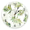 Horloges murales plante feuille verte 3D horloge Design moderne bref salon décoration cuisine Art montre décor à la maison