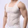 Mannen Tank Tops Zomer Mode Transparant See Through Mesh Patchwork Hemdje Heren 2023 Streetwear Partywear Sexy Nachtclub Vest