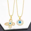 Naszyjniki wiszące Lucky Turków Niebieskie oko Naszyjnik dla kobiet miedziany z cyrkonem Kształt Grecki złoto Prezentowane biżuterię NKEB628