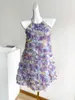 Casual Dresses 2023 French Romantic Purple For Women 3D Flower Decoration Dress O Neck Beaded Party Sleeveless Y3972