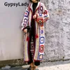 GypsyLady pulls tricotés à la main Long Cardigan Hippie Boho Mohair manteau à manches longues ethnique Chic dames manteaux à capuche automne