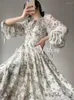 Casual jurken zomer chiffon zachte Frankrijk vintage jurk dames bloemen print avond feest lange dames Koreaanse stijl elegant