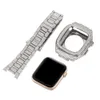 Full Diamond Armor Case Metal Butterfly Buckle Strap Band Link Bracelet Straps Bands Watchband para Apple Watch Series 4 5 6 7 8 SE iWatch 44mm 45mm