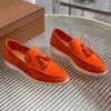 LP Piana Summer Walk Charms Suede Loafers Classics Mules Tassel Decoration Embellished Moccasins äkta läder Casual Slip On Flats Women Luxury Designers Shoes