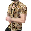 2022 Summer New Men's Casual Crown Print fragmenterad kortärmad skjorta Top Trendy Menqcpi